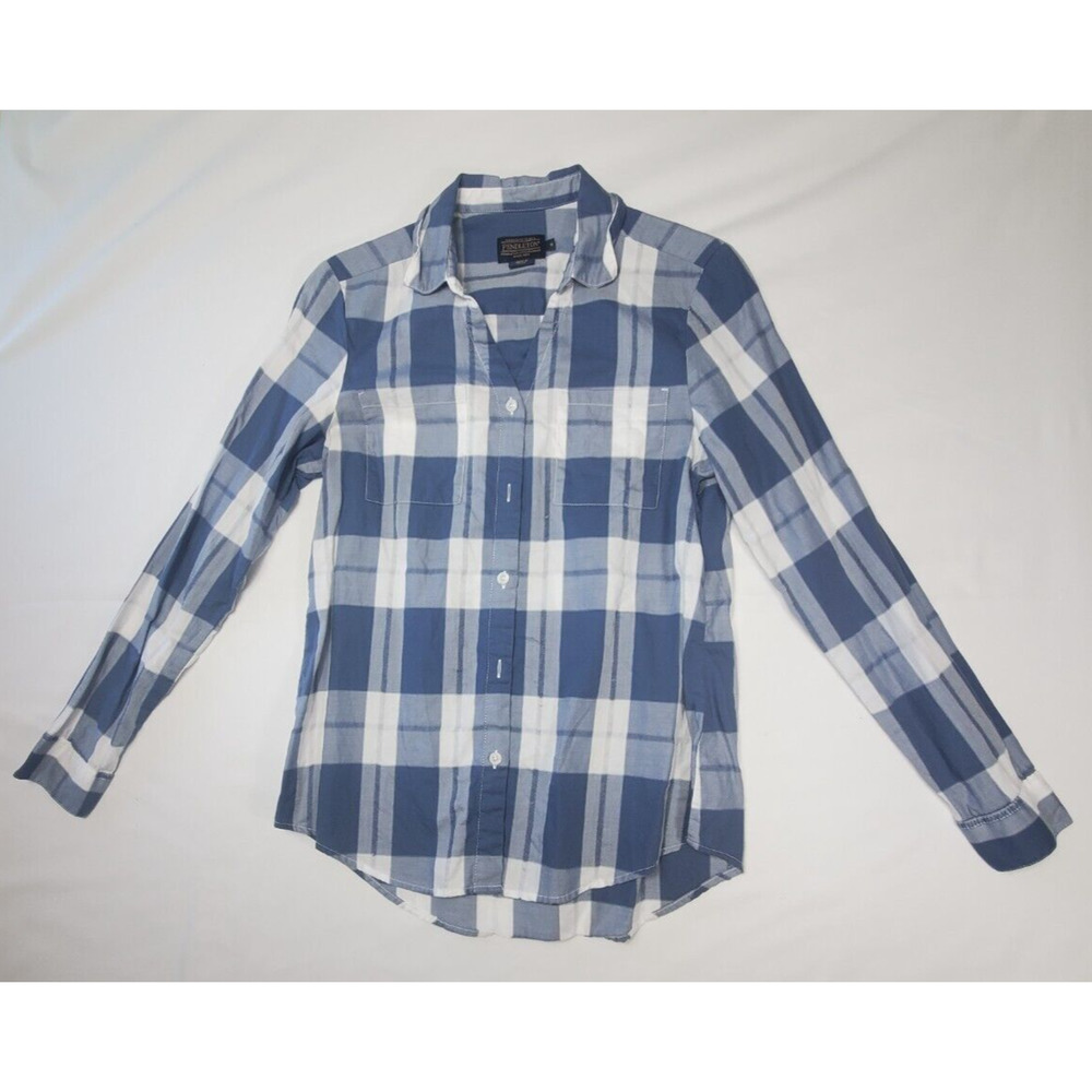 Pendleton Womens Small Plaid Button Up Long Sleeved Blue Shirt